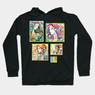 Abstract Mermaid Paintings, female, Beauty, beautiful face Hoodie